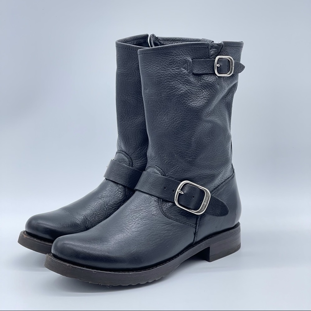 Frye Black Leather Combat Boots - Picture 2 of 11